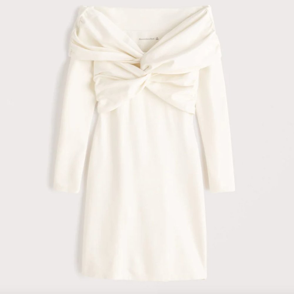 TAKE 40% OFF...NWT Off-The-Shoulder Twist-Front Mini Dress - Picture 4 of 4